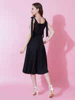Thumbnail for Jyoti Fashion Women's Black Heavy Crepe Crushed Flared Western Dress - Distacart