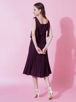 Thumbnail for Jyoti Fashion Women's Wine Heavy Crepe Crushed Flared Western Dress - Distacart