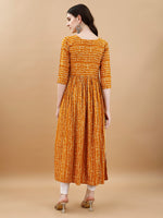 Thumbnail for Jyoti Fashion Women's Mustard Rayon Bandhani Printed Casual Flared kurta - Distacart