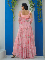 Thumbnail for Jyoti Fashion Women's Baby Pink Georgette Sequins Choli with Printed Shrug & Sharara Set - Distacart
