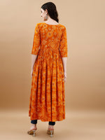 Thumbnail for Jyoti Fashion Women's Mustard Rayon Bandhani Printed Casual Flared kurta - Distacart