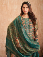 Thumbnail for Jyoti Fashion Women's Green Pure Tissue Shimmer Floral Digital Print With Zardoshi Hand Work Salwar Suit Set - Distacart
