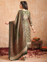 Thumbnail for Jyoti Fashion Women's Green Pure Tissue Shimmer Floral Digital Print With Zardoshi Hand Work Salwar Suit Set - Distacart