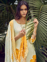 Thumbnail for Jyoti Fashion Women's Cream Muslin Floral Digital Print with Sequins Work Salwar Suit Set - Distacart