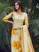 Thumbnail for Jyoti Fashion Women's Cream Muslin Floral Digital Print with Sequins Work Salwar Suit Set - Distacart