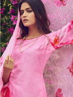 Thumbnail for Jyoti Fashion Women's Pink Muslin Floral Digital Print with Sequins Work Salwar Suit Set - Distacart