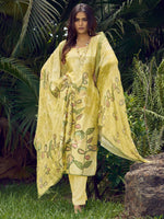 Thumbnail for Jyoti Fashion Women's Lemon Yellow Muslin Floral Digital Print with Sequins Work Salwar Suit Set - Distacart