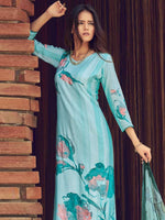 Thumbnail for Jyoti Fashion Women's Sky Blue Muslin Floral Digital Print with Sequins Work Salwar Suit Set - Distacart