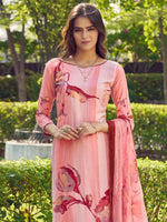 Thumbnail for Jyoti Fashion Women's Peach Muslin Floral Digital Print with Sequins Work Salwar Suit Set - Distacart
