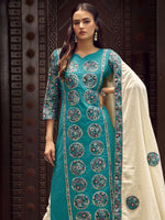 Thumbnail for Jyoti Fashion Women's Teal Pure Cotton Digital Printed Salwar Suit Set - Distacart