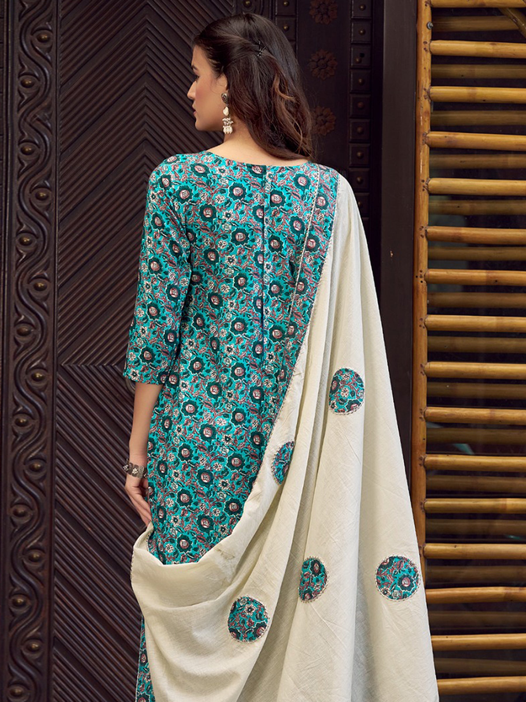 Jyoti Fashion Women's Teal Pure Cotton Digital Printed Salwar Suit Set - Distacart