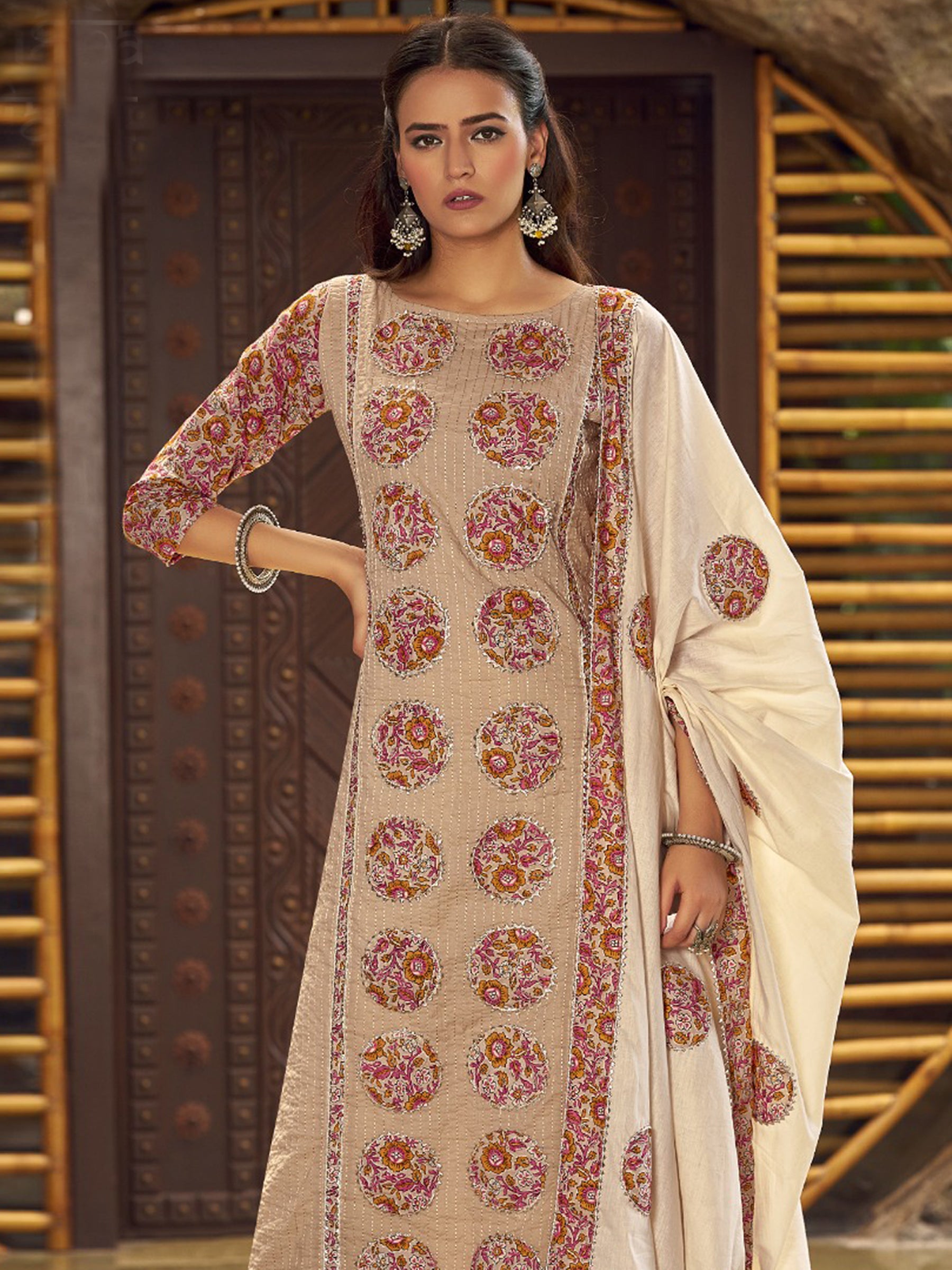 Jyoti Fashion Women's Beige Pure Cotton Digital Printed Salwar Suit Set - Distacart