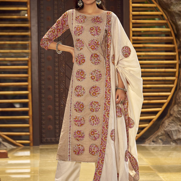 Jyoti Fashion Women's Beige Pure Cotton Digital Printed Salwar Suit Set - Distacart