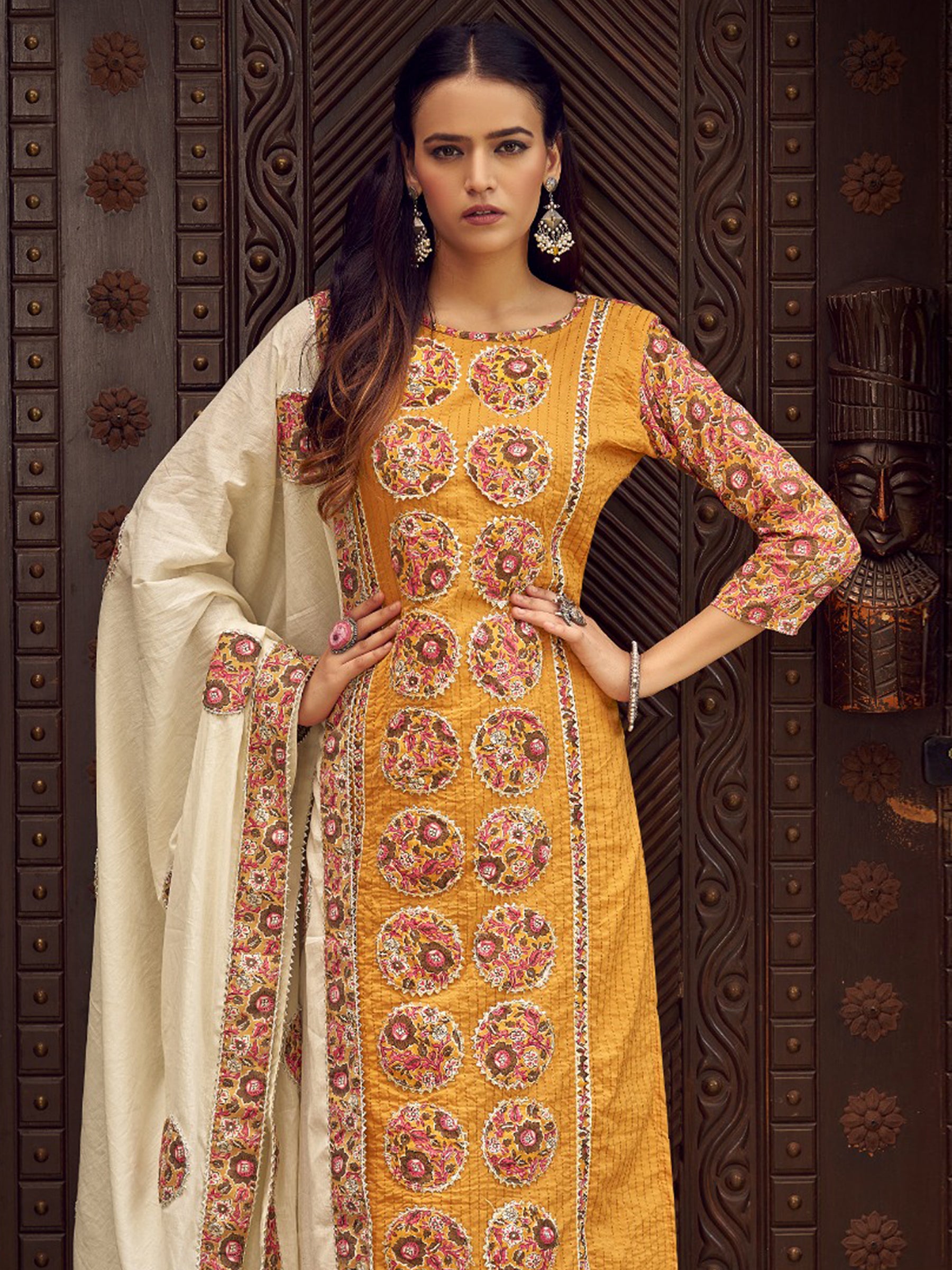 Jyoti Fashion Women's Mustard Pure Cotton Digital Printed Salwar Suit Set - Distacart