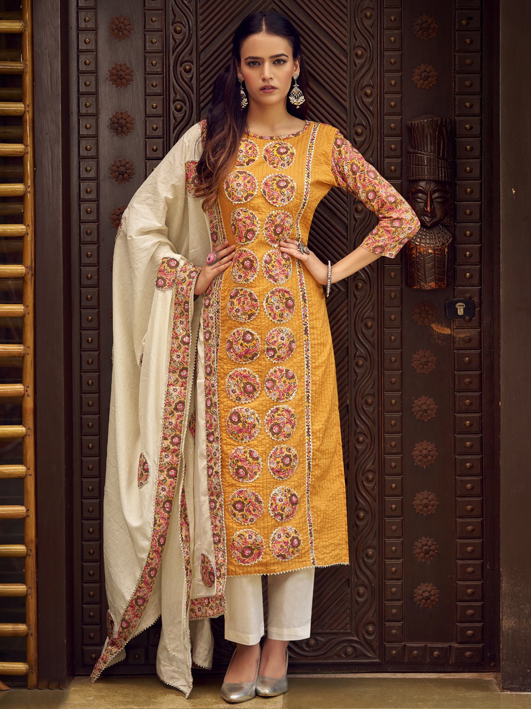 Jyoti Fashion Women's Mustard Pure Cotton Digital Printed Salwar Suit Set - Distacart