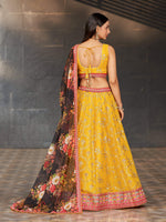 Thumbnail for Jyoti Fashion Women's Yellow Georgette Zari & Heavy Sequin Embroidery Lehenga Choli & Dupatta - Distacart