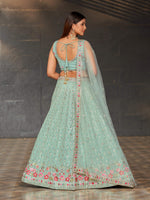 Thumbnail for Jyoti Fashion Women's Sky Blue Georgette Zari & Heavy Sequin Embroidery Lehenga Choli & Dupatta - Distacart