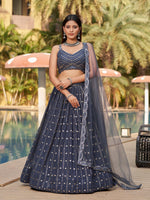 Thumbnail for Jyoti Fashion Women's Grey Georgette Zari & Heavy Sequin Embroidery Lehenga Choli & Dupatta - Distacart