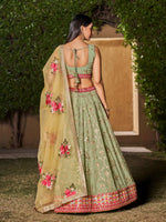 Thumbnail for Jyoti Fashion Women's Pista Georgette Zari & Heavy Sequin Embroidery Lehenga Choli & Dupatta - Distacart
