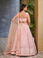Thumbnail for Jyoti Fashion Women's Pink Georgette Zari & Heavy Sequin Embroidery Lehenga Choli & Dupatta - Distacart