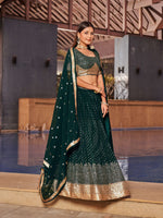 Thumbnail for Jyoti Fashion Women's Green Georgette Zari & Heavy Sequin Embroidery Lehenga Choli & Dupatta - Distacart