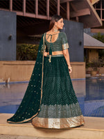 Thumbnail for Jyoti Fashion Women's Green Georgette Zari & Heavy Sequin Embroidery Lehenga Choli & Dupatta - Distacart