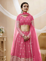 Thumbnail for Jyoti Fashion Women's Pink Georgette Sequins Zari Embroidered Lehenga Choli & Dupatta - Distacart