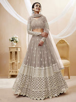 Thumbnail for Jyoti Fashion Women's Grey Georgette Sequins Zari Embroidered Lehenga Choli & Dupatta - Distacart