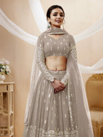 Thumbnail for Jyoti Fashion Women's Grey Georgette Sequins Zari Embroidered Lehenga Choli & Dupatta - Distacart