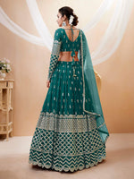 Thumbnail for Jyoti Fashion Women's Teal Blue Georgette Sequins Zari Embroidered Lehenga Choli & Dupatta - Distacart