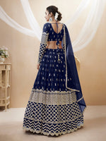 Thumbnail for Jyoti Fashion Women's Navy Blue Georgette Sequins Zari Embroidered Lehenga Choli & Dupatta - Distacart