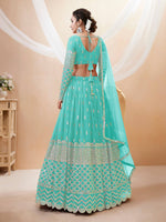Thumbnail for Jyoti Fashion Women's Sky Blue Georgette Sequins Zari Embroidered Lehenga Choli & Dupatta - Distacart