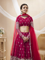 Thumbnail for Jyoti Fashion Women's Hot Pink Georgette Sequins Zari Embroidered Lehenga Choli & Dupatta - Distacart