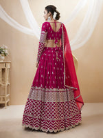 Thumbnail for Jyoti Fashion Women's Hot Pink Georgette Sequins Zari Embroidered Lehenga Choli & Dupatta - Distacart