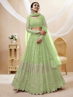 Thumbnail for Jyoti Fashion Women's Pista Georgette Sequins Zari Embroidered Lehenga Choli & Dupatta - Distacart