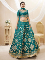 Thumbnail for Jyoti Fashion Women's Green Art Silk Sequins with Foil & Zari Embroidered Lehenga Choli & Dupatta - Distacart