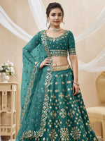Thumbnail for Jyoti Fashion Women's Green Art Silk Sequins with Foil & Zari Embroidered Lehenga Choli & Dupatta - Distacart
