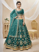 Thumbnail for Jyoti Fashion Women's Green Art Silk Sequins with Foil & Zari Embroidered Lehenga Choli & Dupatta - Distacart
