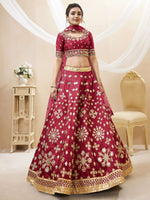 Thumbnail for Jyoti Fashion Women's Red Art Silk Sequins with Foil & Zari Embroidered Lehenga Choli & Dupatta - Distacart
