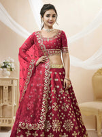 Thumbnail for Jyoti Fashion Women's Red Art Silk Sequins with Foil & Zari Embroidered Lehenga Choli & Dupatta - Distacart