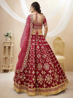 Thumbnail for Jyoti Fashion Women's Red Art Silk Sequins with Foil & Zari Embroidered Lehenga Choli & Dupatta - Distacart