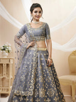 Thumbnail for Jyoti Fashion Women's Grey Art Silk Sequins with Foil & Zari Embroidered Lehenga Choli & Dupatta - Distacart