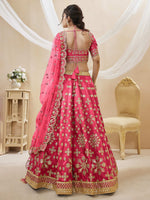 Thumbnail for Jyoti Fashion Women's Pink Art Silk Sequins with Foil & Zari Embroidered Lehenga Choli & Dupatta - Distacart