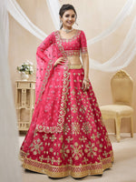 Thumbnail for Jyoti Fashion Women's Pink Art Silk Sequins with Foil & Zari Embroidered Lehenga Choli & Dupatta - Distacart