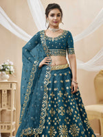 Thumbnail for Jyoti Fashion Women's Blue Art Silk Sequins with Foil & Zari Embroidered Lehenga Choli & Dupatta - Distacart