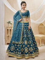 Thumbnail for Jyoti Fashion Women's Blue Art Silk Sequins with Foil & Zari Embroidered Lehenga Choli & Dupatta - Distacart