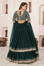 Thumbnail for Jyoti Fashion Women's Green Georgette Sequins Zari Embroidered Lehenga Choli & Dupatta - Distacart
