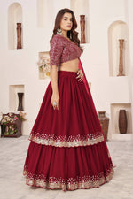 Thumbnail for Jyoti Fashion Women's Red Georgette Sequins Zari Embroidered Lehenga Choli & Dupatta - Distacart