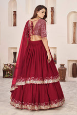 Thumbnail for Jyoti Fashion Women's Red Georgette Sequins Zari Embroidered Lehenga Choli & Dupatta - Distacart