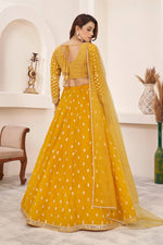 Thumbnail for Jyoti Fashion Women's Yellow Georgette Multi Colored Thread with Sequins Embroidered Lehenga Choli & Dupatta - Distacart